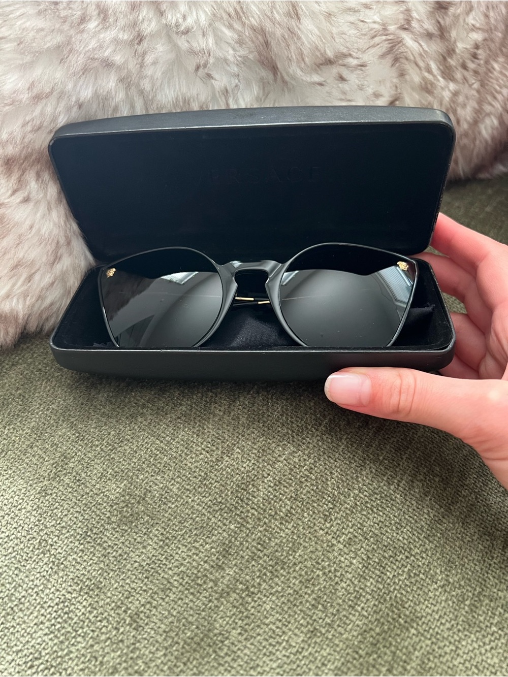 Versace Black Sunglasses with Case & Cloth